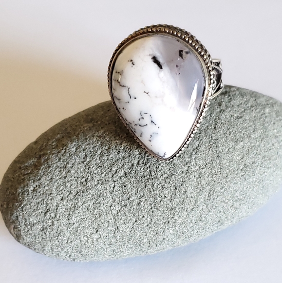 Vintage Southwest White Buffalo Turquoise Ring Sz8 - Picture 1 of 11